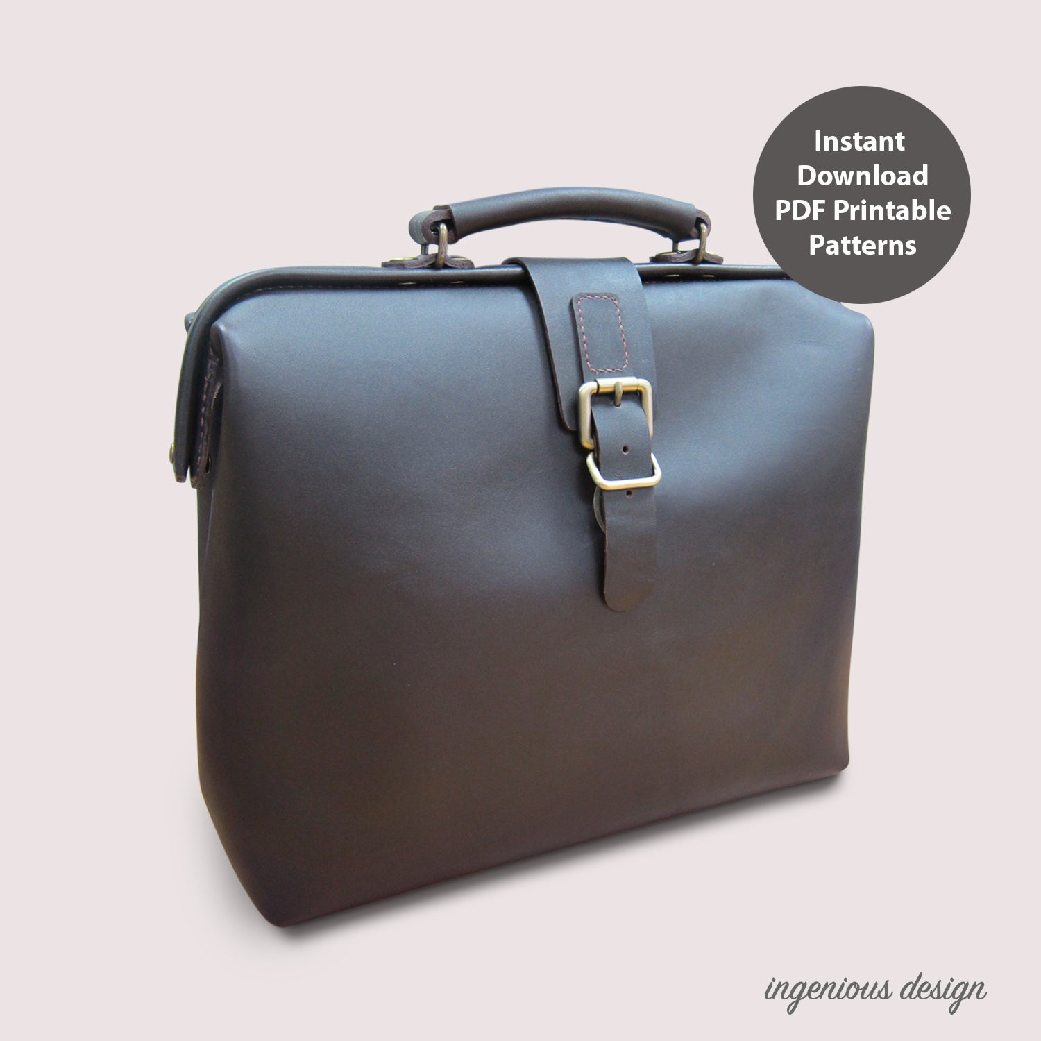L02-0001 Leather doctor bag for men PDF patterns (Different frame size –  ingenious design